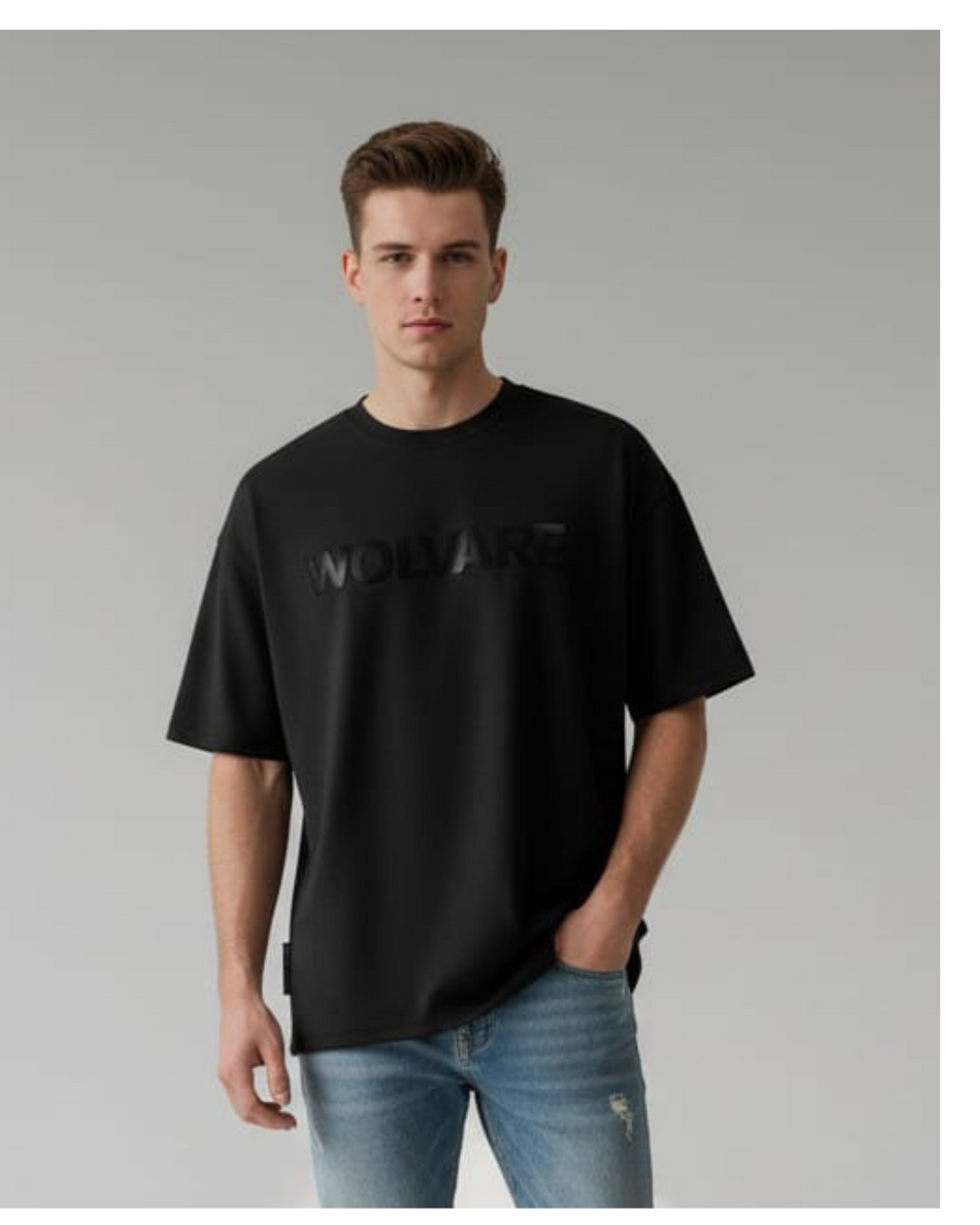 Own your look with the WOLVARE oversized t-shirt. Designed for modern comfort and a relaxed, fashion-forward silhouette, this tee features bold yet subtle WOLVARE branding. It's more than just a t-shirt